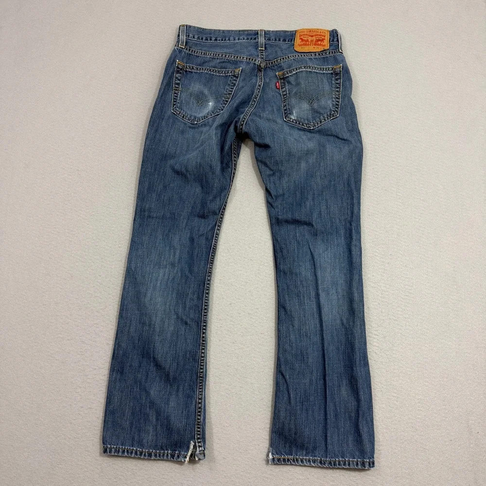 Levis 527 Slim Bootcut Jeans Men's 30x30 Blue Denim Y2K Western Rodeo Distressed